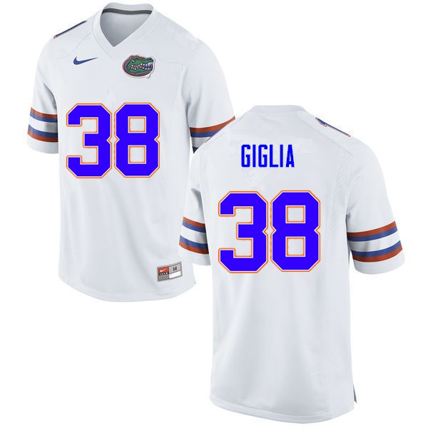 Men #38 Anthony Giglia Florida Gators College Football Jerseys White